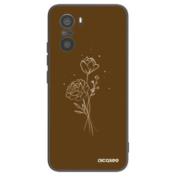 Picasee silikonový černý obal pro Xiaomi Poco F3 - Brown flowers
