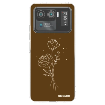 Picasee silikonový průhledný obal pro Xiaomi Mi 11 Ultra - Brown flowers