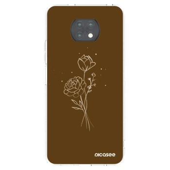 Picasee silikonový průhledný obal pro Xiaomi Redmi Note 9T - Brown flowers