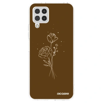 Picasee silikonový průhledný obal pro Samsung Galaxy A22 A225F 4G - Brown flowers