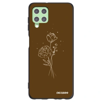 Picasee silikonový černý obal pro Samsung Galaxy A22 A225F 4G - Brown flowers