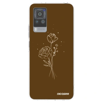 Picasee silikonový průhledný obal pro Vivo X60 Pro 5G - Brown flowers
