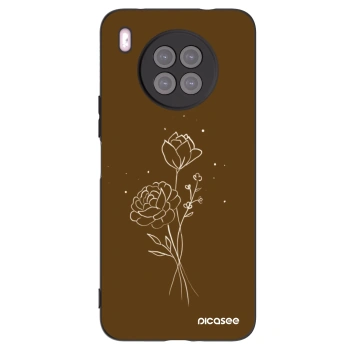 Picasee silikonový černý obal pro Huawei Nova 8i - Brown flowers
