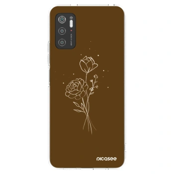 Picasee silikonový průhledný obal pro Xiaomi Poco M3 Pro 5G - Brown flowers