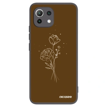 Picasee silikonový černý obal pro Xiaomi 11 Lite 5G NE - Brown flowers
