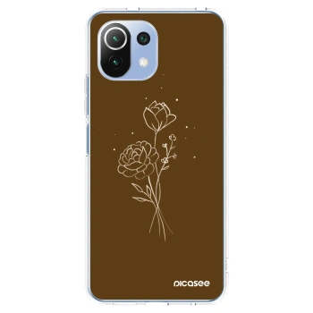 Picasee silikonový průhledný obal pro Xiaomi 11 Lite 5G NE - Brown flowers