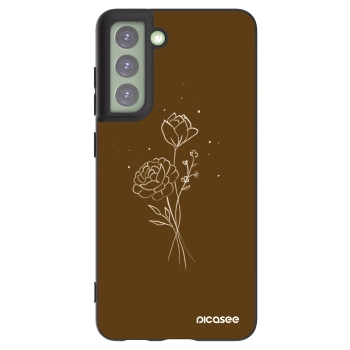 Picasee silikonový černý obal pro Samsung Galaxy S21 FE 5G - Brown flowers