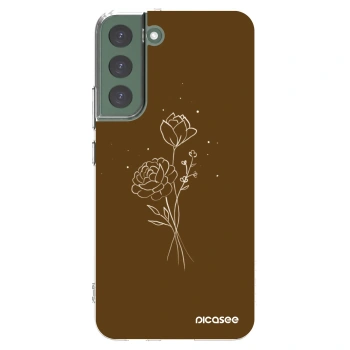 Picasee silikonový průhledný obal pro Samsung Galaxy S22+ 5G - Brown flowers