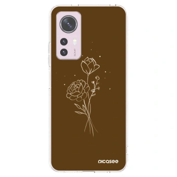 Picasee silikonový průhledný obal pro Xiaomi 12 - Brown flowers