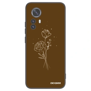 Picasee silikonový černý obal pro Xiaomi 12 Pro - Brown flowers