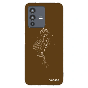 Picasee silikonový průhledný obal pro Vivo V23 5G - Brown flowers