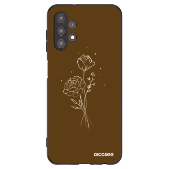 Picasee silikonový černý obal pro Samsung Galaxy A13 4G A135 - Brown flowers