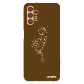 Picasee silikonový průhledný obal pro Samsung Galaxy A13 4G A135 - Brown flowers