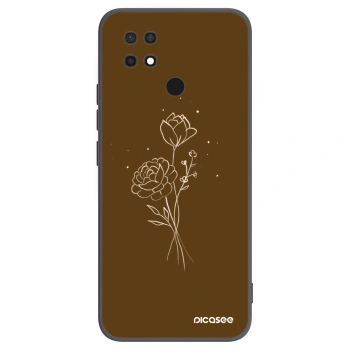 Picasee silikonový černý obal pro Xiaomi Redmi 10C - Brown flowers