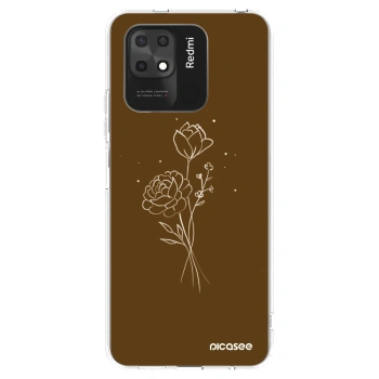 Picasee silikonový průhledný obal pro Xiaomi Redmi 10C - Brown flowers