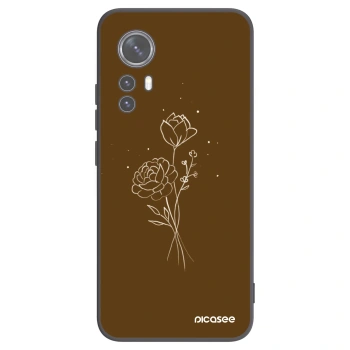 Picasee silikonový černý obal pro Xiaomi 12X - Brown flowers