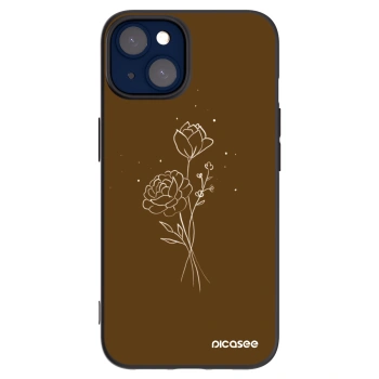 Picasee silikonový černý obal pro Apple iPhone 14 - Brown flowers