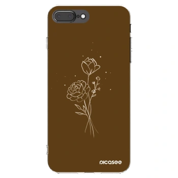Picasee silikonový průhledný obal pro Apple iPhone 8 Plus - Brown flowers
