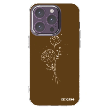 Picasee silikonový průhledný obal pro Apple iPhone 14 Pro - Brown flowers