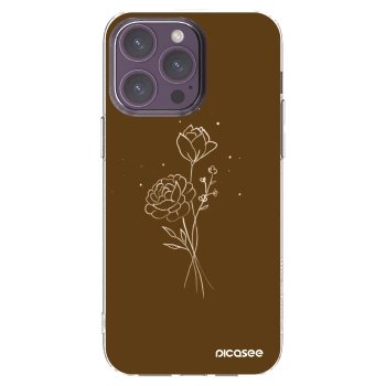 Picasee silikonový průhledný obal pro Apple iPhone 14 Pro Max - Brown flowers