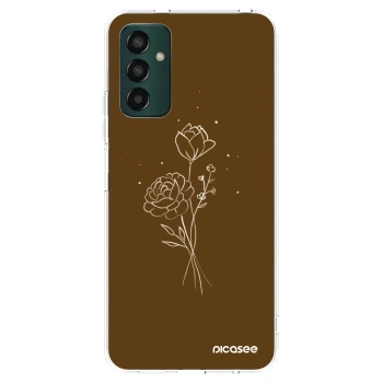 Picasee silikonový průhledný obal pro Samsung Galaxy M13 M135F - Brown flowers