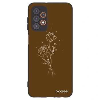Picasee silikonový černý obal pro Samsung Galaxy A23 A236B 5G - Brown flowers