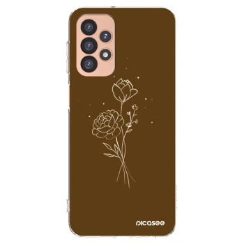 Picasee silikonový průhledný obal pro Samsung Galaxy A23 A236B 5G - Brown flowers