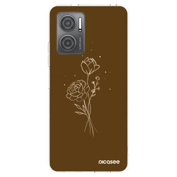 Picasee silikonový průhledný obal pro Xiaomi Redmi 10 5G - Brown flowers