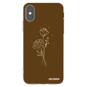Picasee silikonový průhledný obal pro Apple iPhone X/XS - Brown flowers