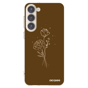 Picasee silikonový průhledný obal pro Samsung Galaxy S23+ 5G - Brown flowers