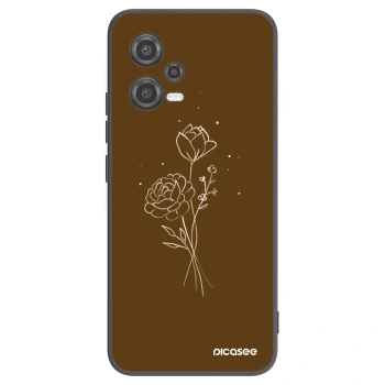 Picasee silikonový černý obal pro Xiaomi Poco X5 - Brown flowers