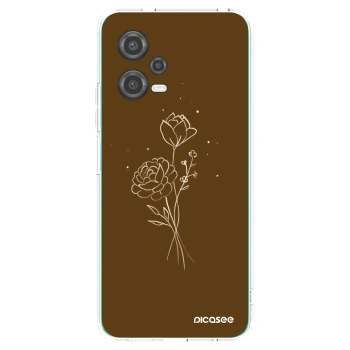 Picasee silikonový průhledný obal pro Xiaomi Poco X5 - Brown flowers