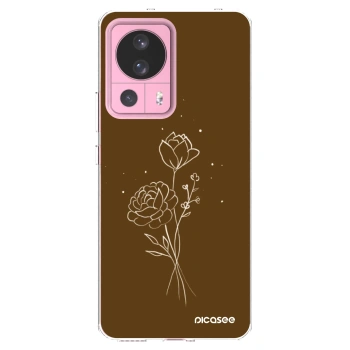 Picasee silikonový průhledný obal pro Xiaomi 13 Lite - Brown flowers
