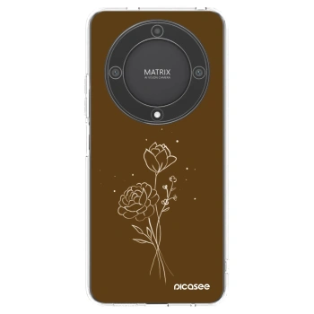 Picasee silikonový průhledný obal pro Honor Magic5 Lite 5G - Brown flowers