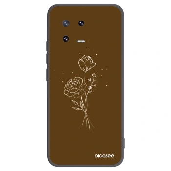Picasee silikonový černý obal pro Xiaomi 13 Pro - Brown flowers
