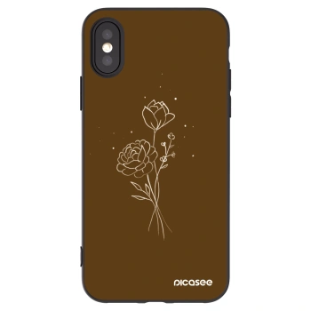 Picasee silikonový černý obal pro Apple iPhone X/XS - Brown flowers