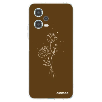 Picasee silikonový průhledný obal pro Xiaomi Redmi Note 12 5G - Brown flowers
