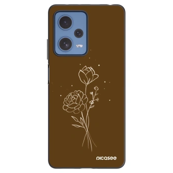 Picasee silikonový černý obal pro Xiaomi Redmi Note 12 Pro 5G - Brown flowers