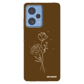 Picasee silikonový průhledný obal pro Xiaomi Redmi Note 12 Pro 5G - Brown flowers