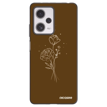 Picasee silikonový černý obal pro Xiaomi Redmi Note 12 Pro+ 5G - Brown flowers