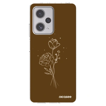 Picasee silikonový průhledný obal pro Xiaomi Redmi Note 12 Pro+ 5G - Brown flowers