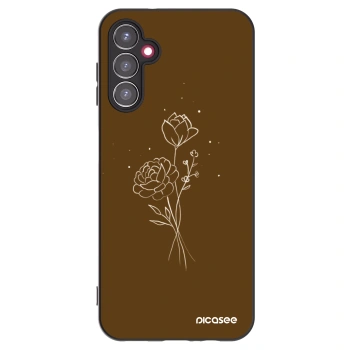 Picasee silikonový černý obal pro Samsung Galaxy A14 4G A145R - Brown flowers