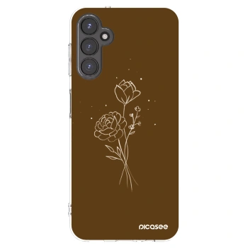 Picasee silikonový průhledný obal pro Samsung Galaxy A14 4G A145R - Brown flowers