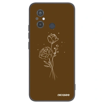 Picasee silikonový černý obal pro Xiaomi Redmi 12C - Brown flowers