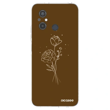 Picasee silikonový průhledný obal pro Xiaomi Redmi 12C - Brown flowers