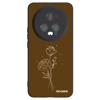 Picasee silikonový černý obal pro Honor Magic5 Pro - Brown flowers