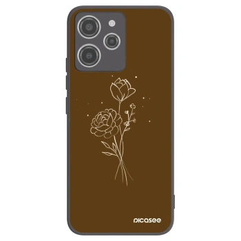 Picasee silikonový černý obal pro Xiaomi Redmi 12 4G - Brown flowers