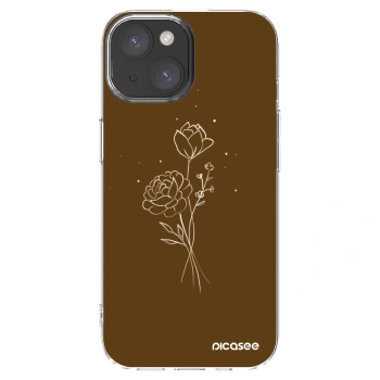 Picasee silikonový průhledný obal pro Apple iPhone 15 - Brown flowers