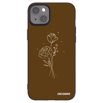 Picasee silikonový černý obal pro Apple iPhone 15 Plus - Brown flowers
