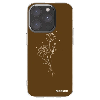 Picasee silikonový průhledný obal pro Apple iPhone 15 Pro - Brown flowers